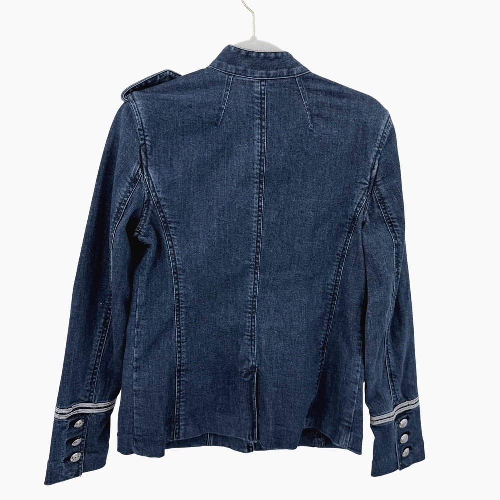 Lauren Ralph Lauren Womens Navy Blue Denim Military Crest Button Jacket 6 - Picture 4 of 8